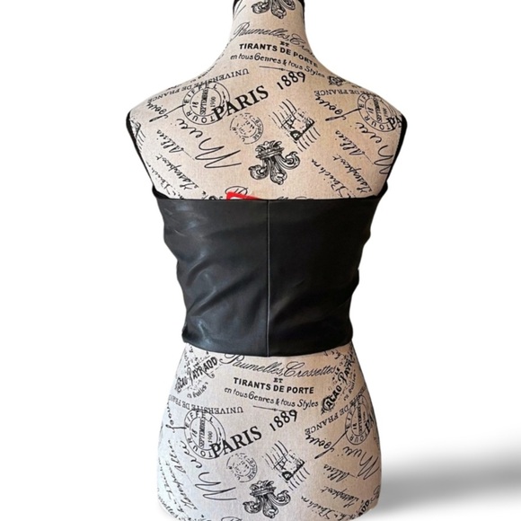 🆕 🇨🇦 Dominique De Sentino Black Faux Leather Corset With Ruffle - Picture 3 of 7